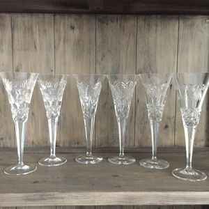 6 Waterford Millennium Crystal Champagne Flutes
